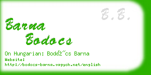 barna bodocs business card